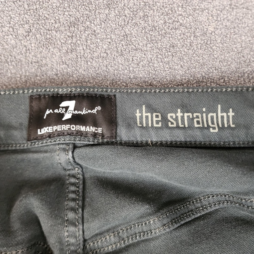 7 For All Mankind Luxe Performance The Straight Green‎ Jeans Women 31x32.5 - Picture 8 of 10